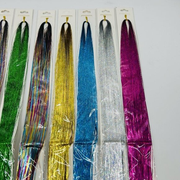 Hair Tinsel Extension 10 Colors 47 Inch Fairy Holographic Sparkle NEW - Picture 2 of 5